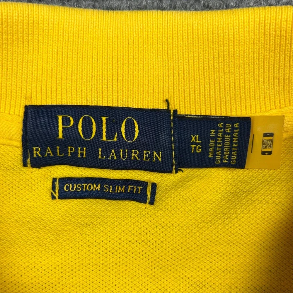 Polo Ralph Lauren Polo Shirt Mens XL Yellow Custom Slim Fit Cotton Pique Pony